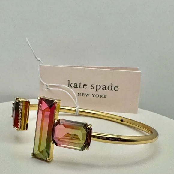 $78 Kate Spade Geo Gems Ombré Flex Cuff Bracelet NWT Pink/Multi - Picture 3 of 6